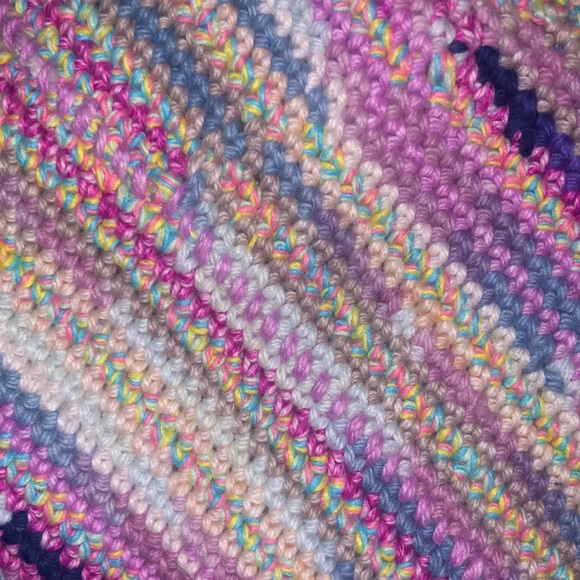 Pinks, purples, and blues crochet cotton pair of potholders - Picture 4 of 4